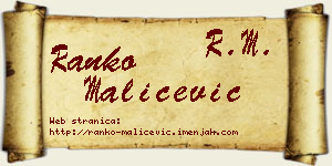Ranko Maličević vizit kartica